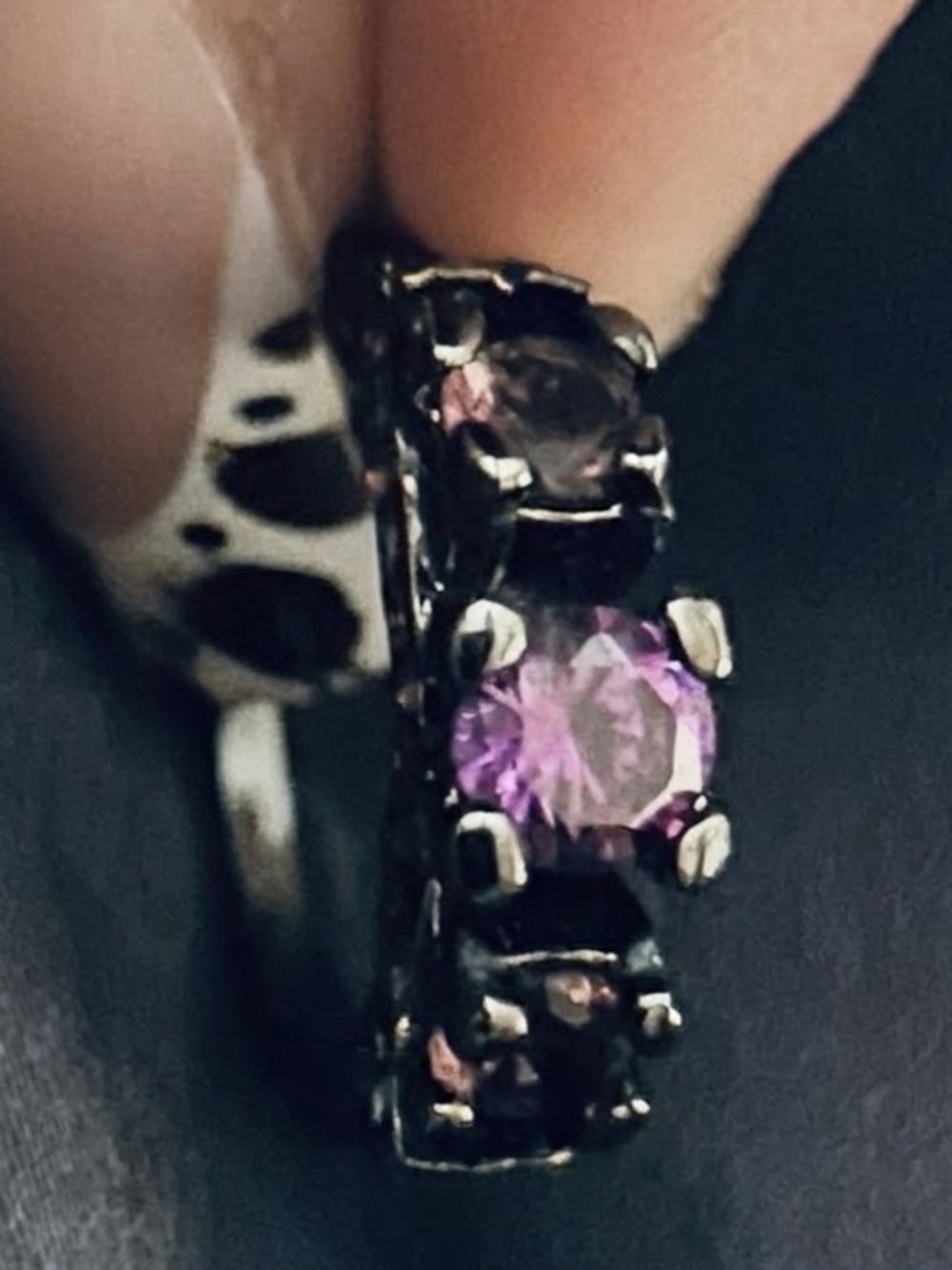 Vintage SAJEN Amethyst Silver & Rhodium Ring Size 7.5